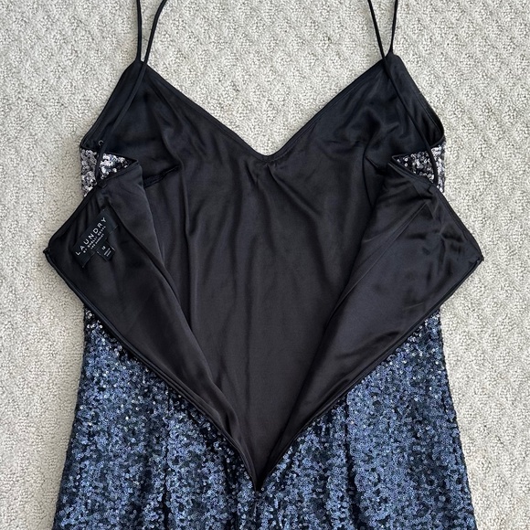Laundry By Shelli Segal Black/Blue Ombre Sequin Cocktail Slip Dress 12 NWT Sexy - Picture 9 of 12